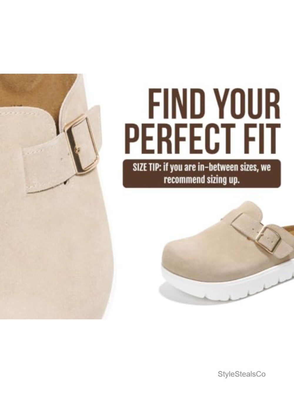 Genuine Leather Platform Clogs with Memory Foam Insole Arch Support Non-Slip - Picture 4 of 6